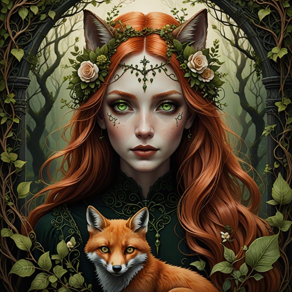 Ethereal Wiccan Girl in Gothic Whimsy Portrait