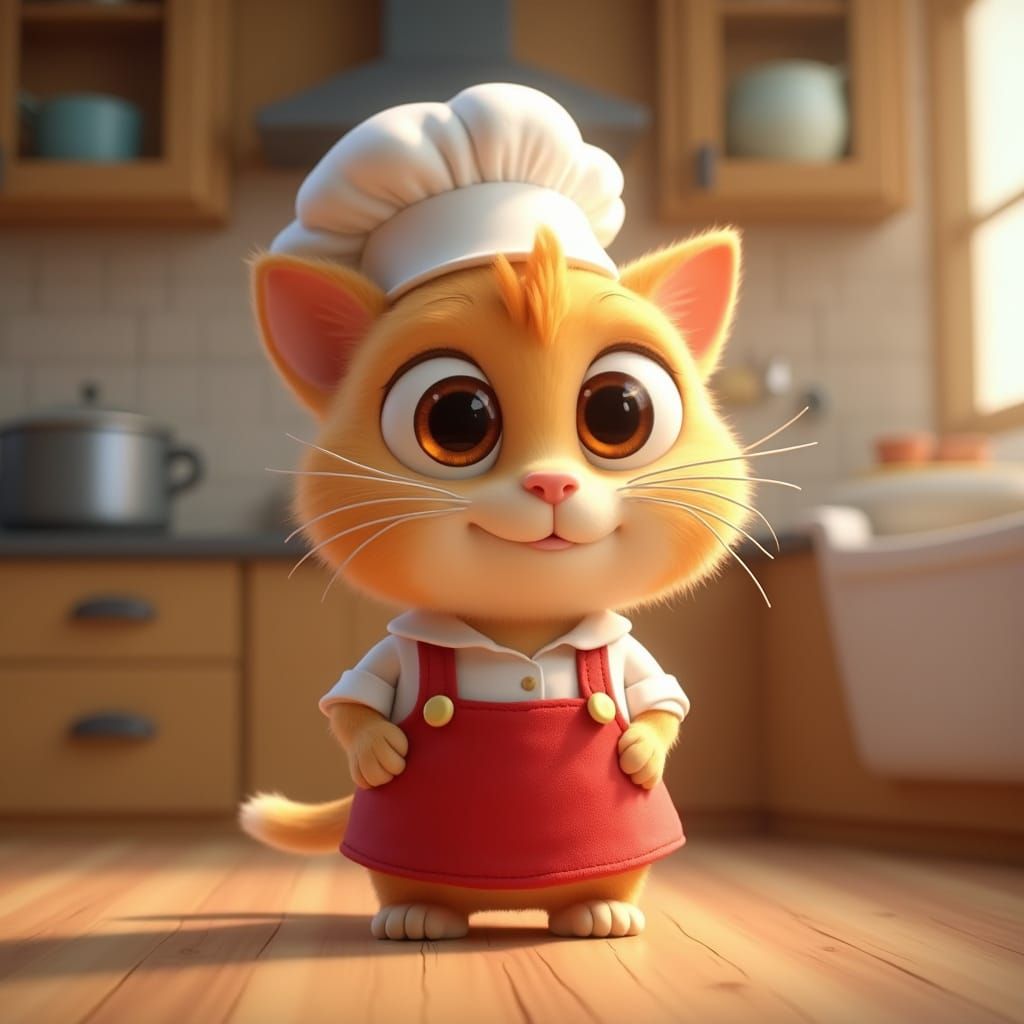 Cartoon Cat Chef in 3D Pixar Style