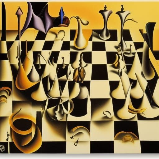 Surreal Melting Chessboard in Dali Style