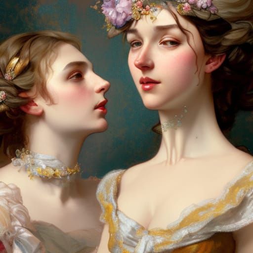 Aristocratic Ladies Portrait in Art Nouveau Style