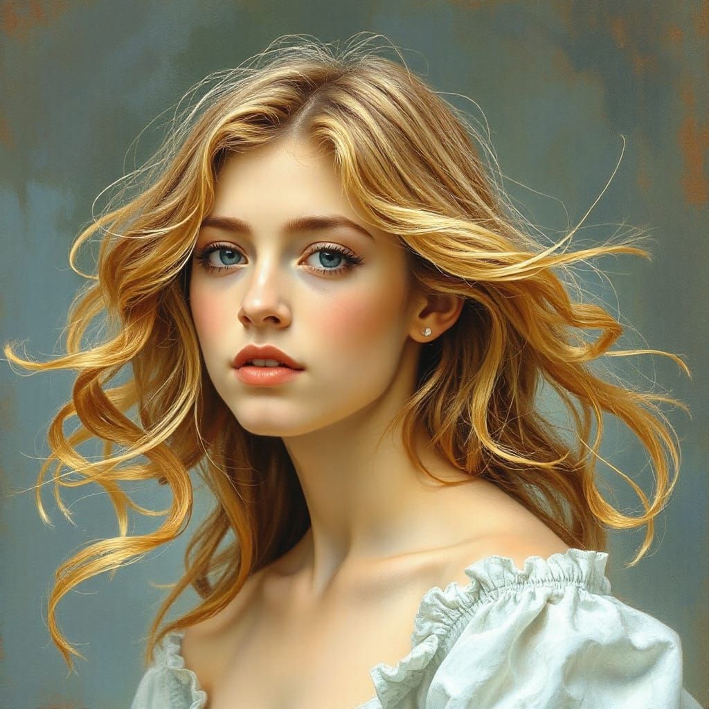 Ethereal Portrait Inspired by Botticelli and Acrylic Medium