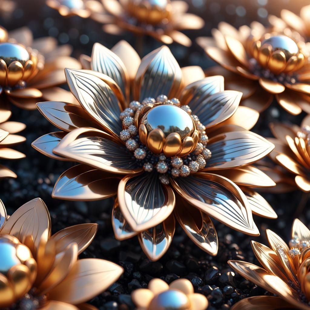 Flower fields made of gold