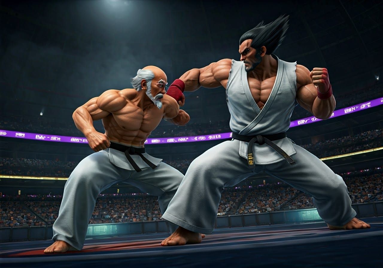 Mister Miyagi versus Heihachi Mishima from Tekken: Round Thr...