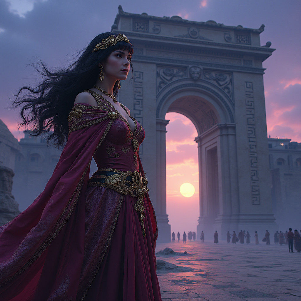 Theda Bara at the Gate of Babylon: Fantasy Concept Art