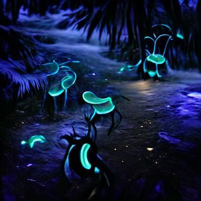 Enchanted Bioluminescent Forest at Night
