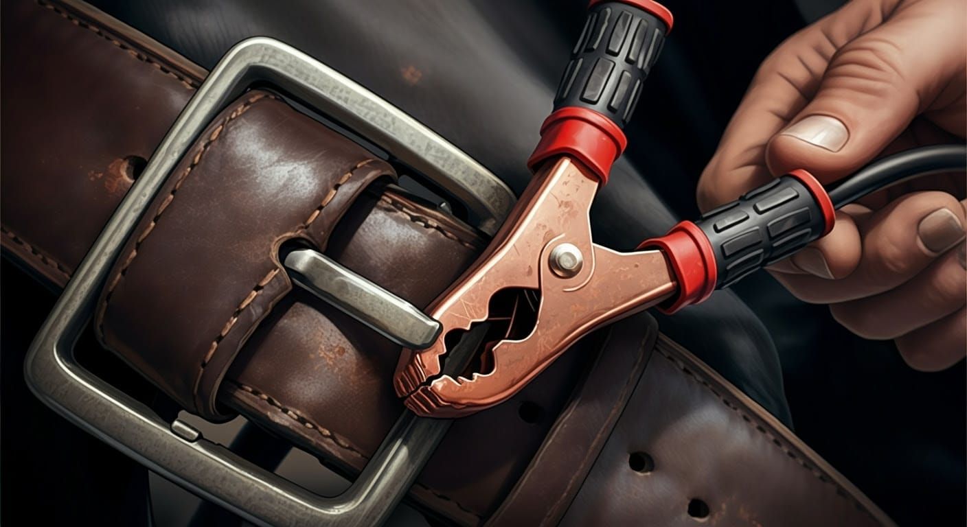 Realistic Comic-Style Close-Up of Jumper Cables and Leather ...