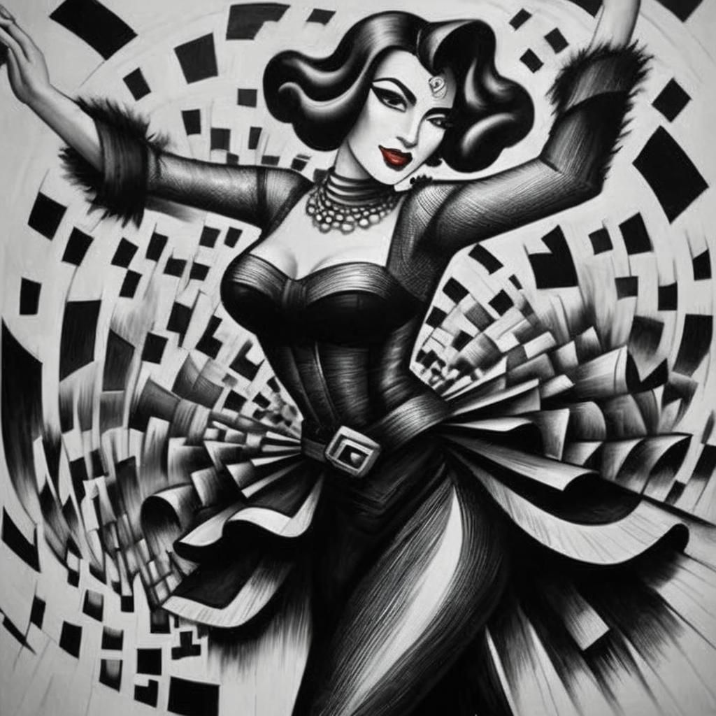 Happy Flamenco Dancer in Retro Futuristic Pop Art Style