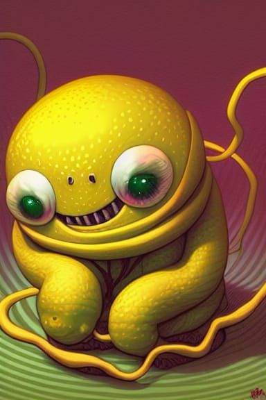 Cute Lemon Monster Comic Book Art