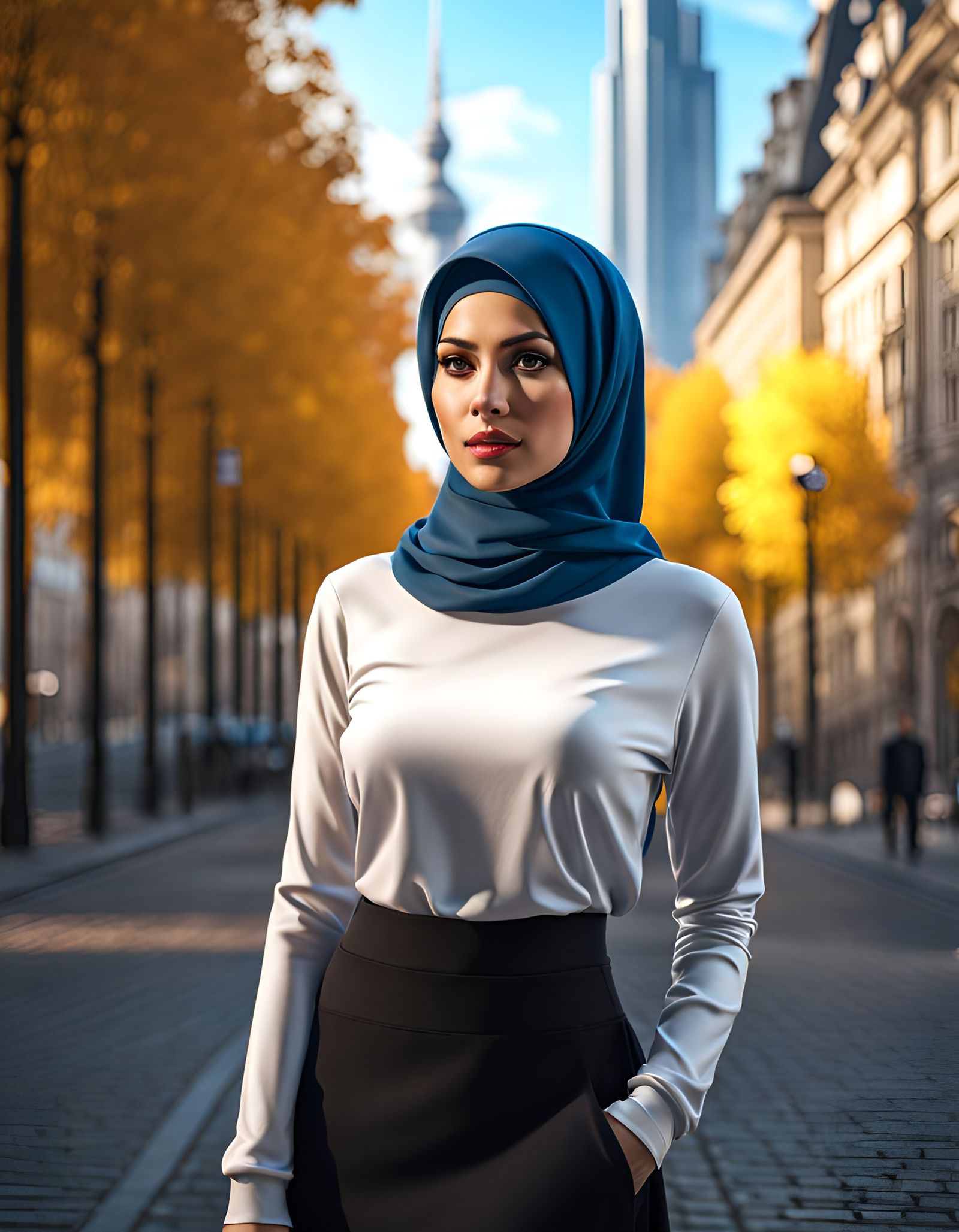 German Girl in Hijab: Ultra-Realistic Digital Art