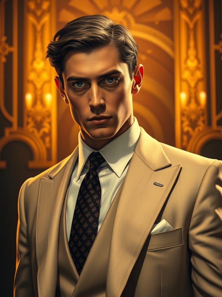 Elegant 1920s Gentleman Revealed in Golden Light