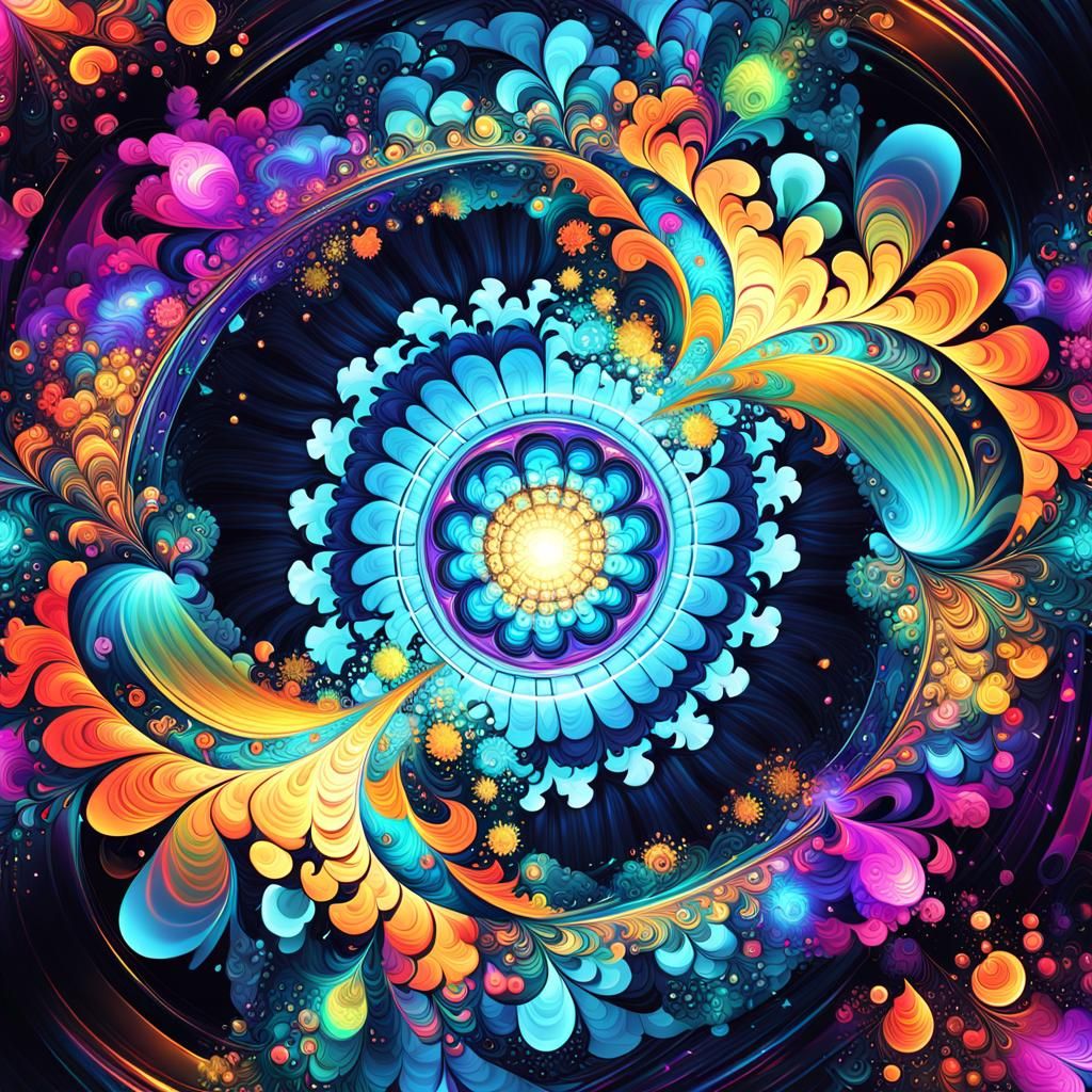 Shimmering Portal to Another Dimension in Abstract Fractal A...