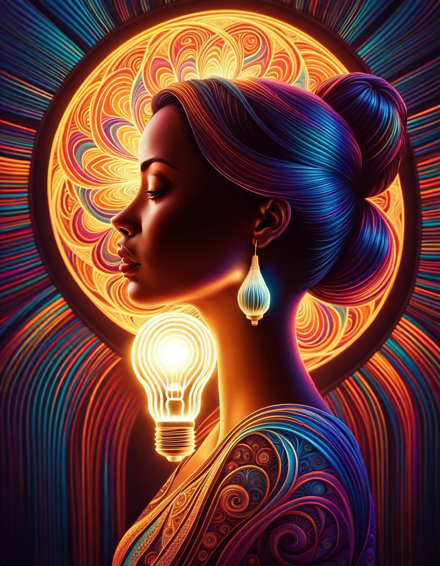 Contemplative Mind: Hyperrealistic Lightbulb Concept Art