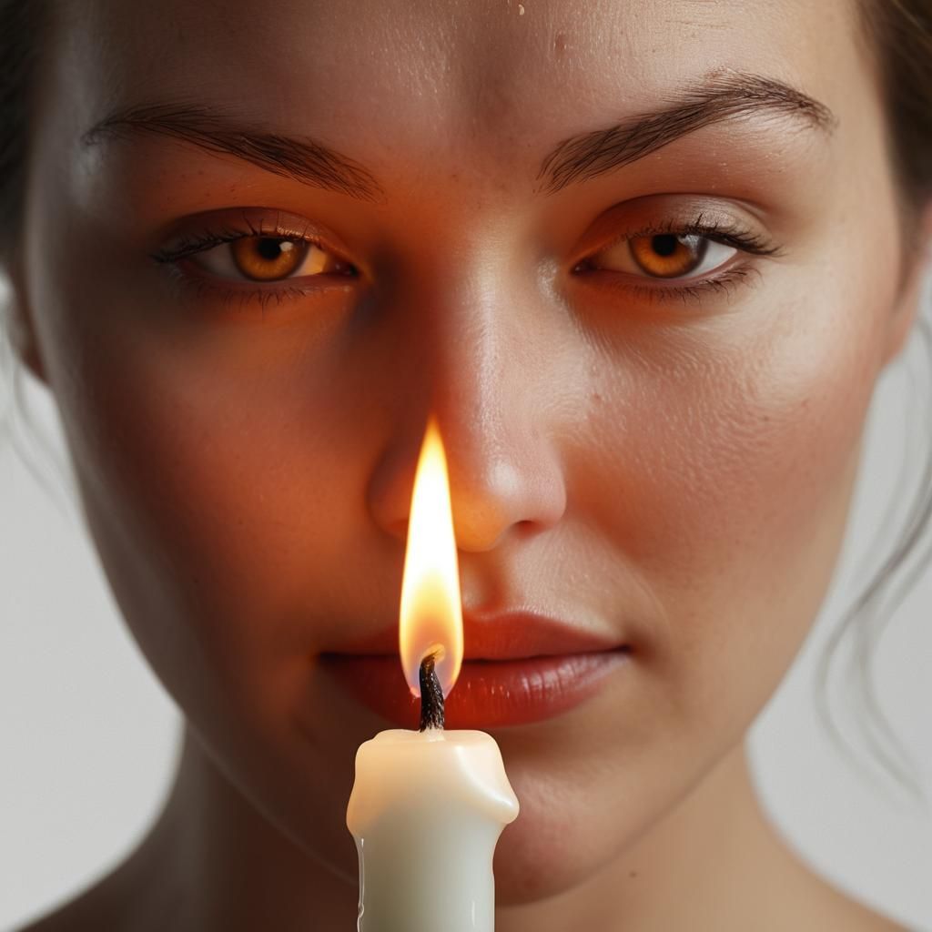 Candle Flame Shaped as Woman's Face