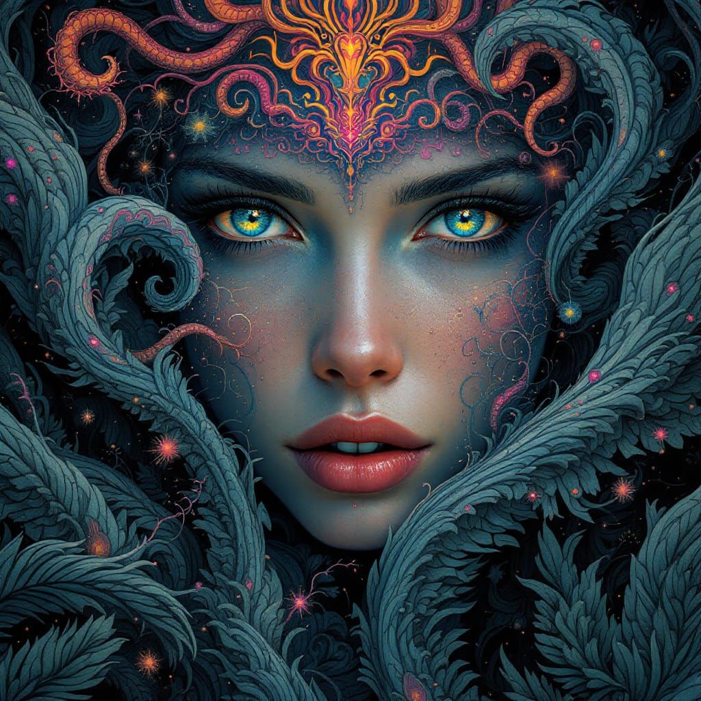 Surreal Woman's Portrait in Digital Art Style