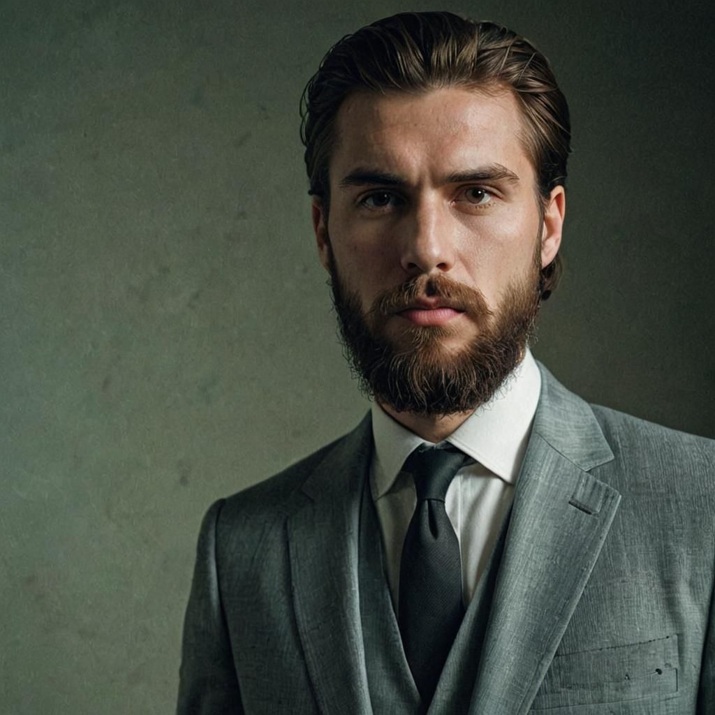 Arrogant Bearded Man in Suit: Analogue Photography