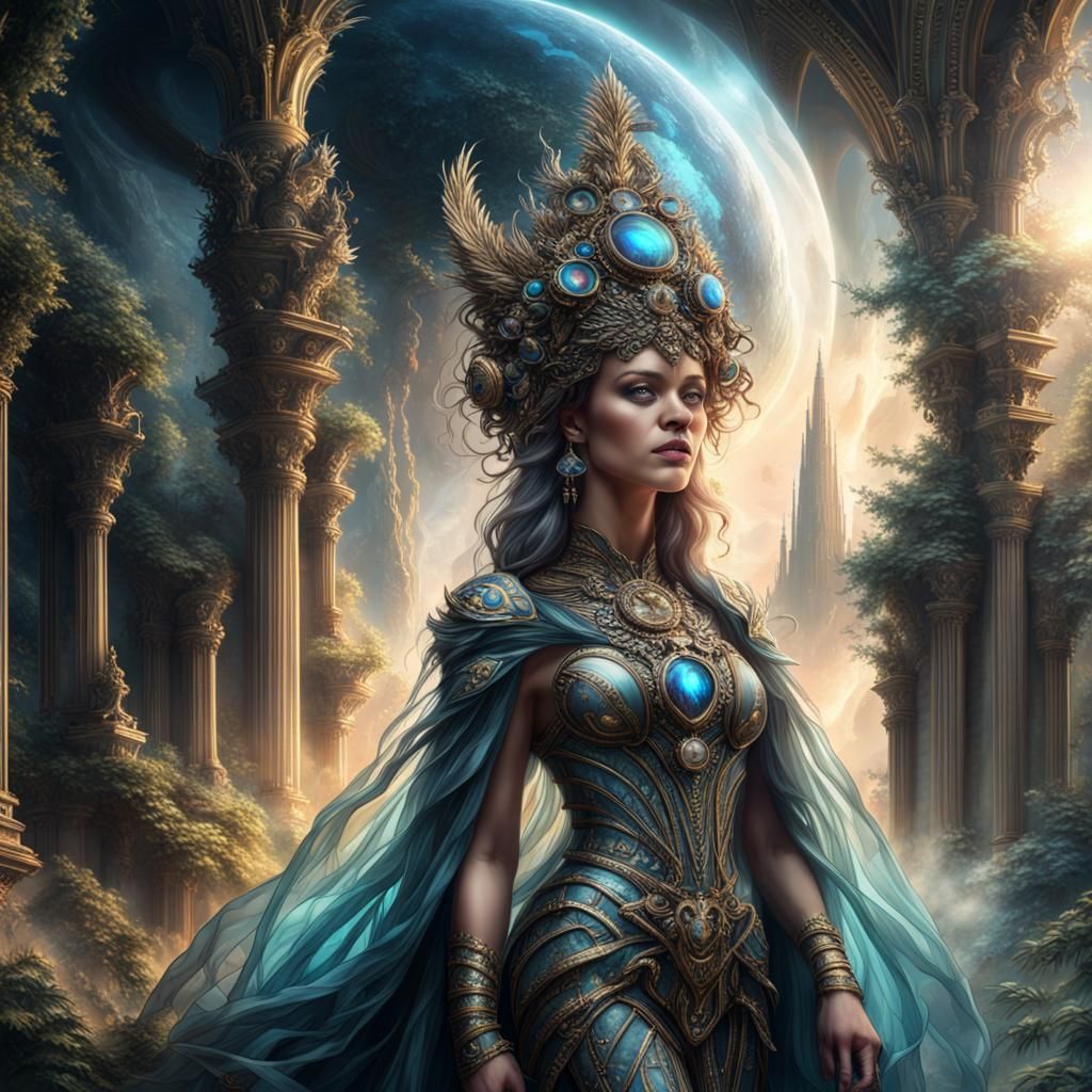 Gaia Empress: Dramatic Maximalist Digital Painting