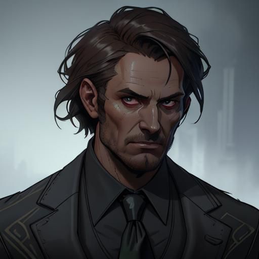 Mysterious Man in Shadows: Digital Art Portrait