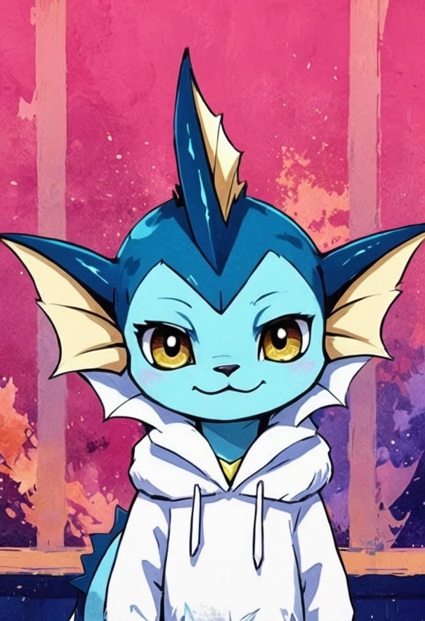 Anime Vaporeon Anthro Portrait in 3D
