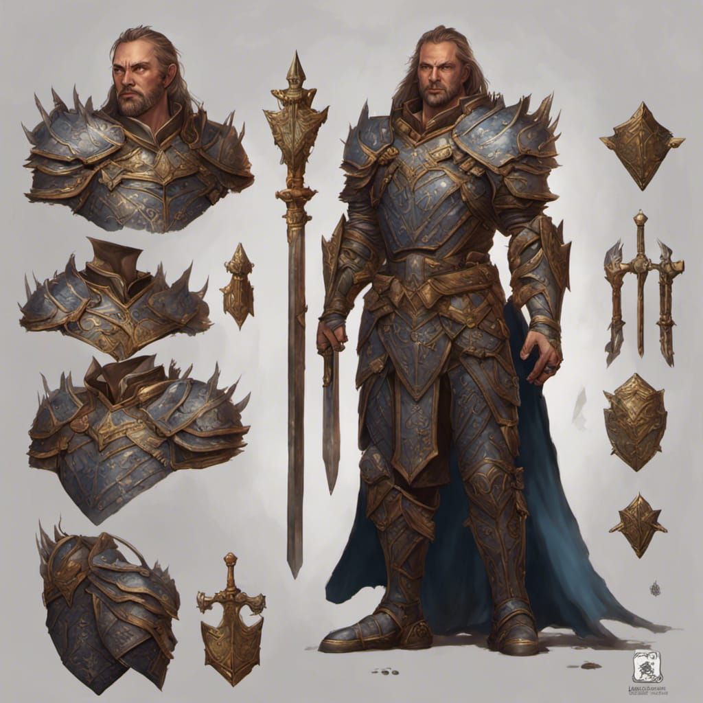 Battle Cleric in Full Plate Armor, Fantasy Art