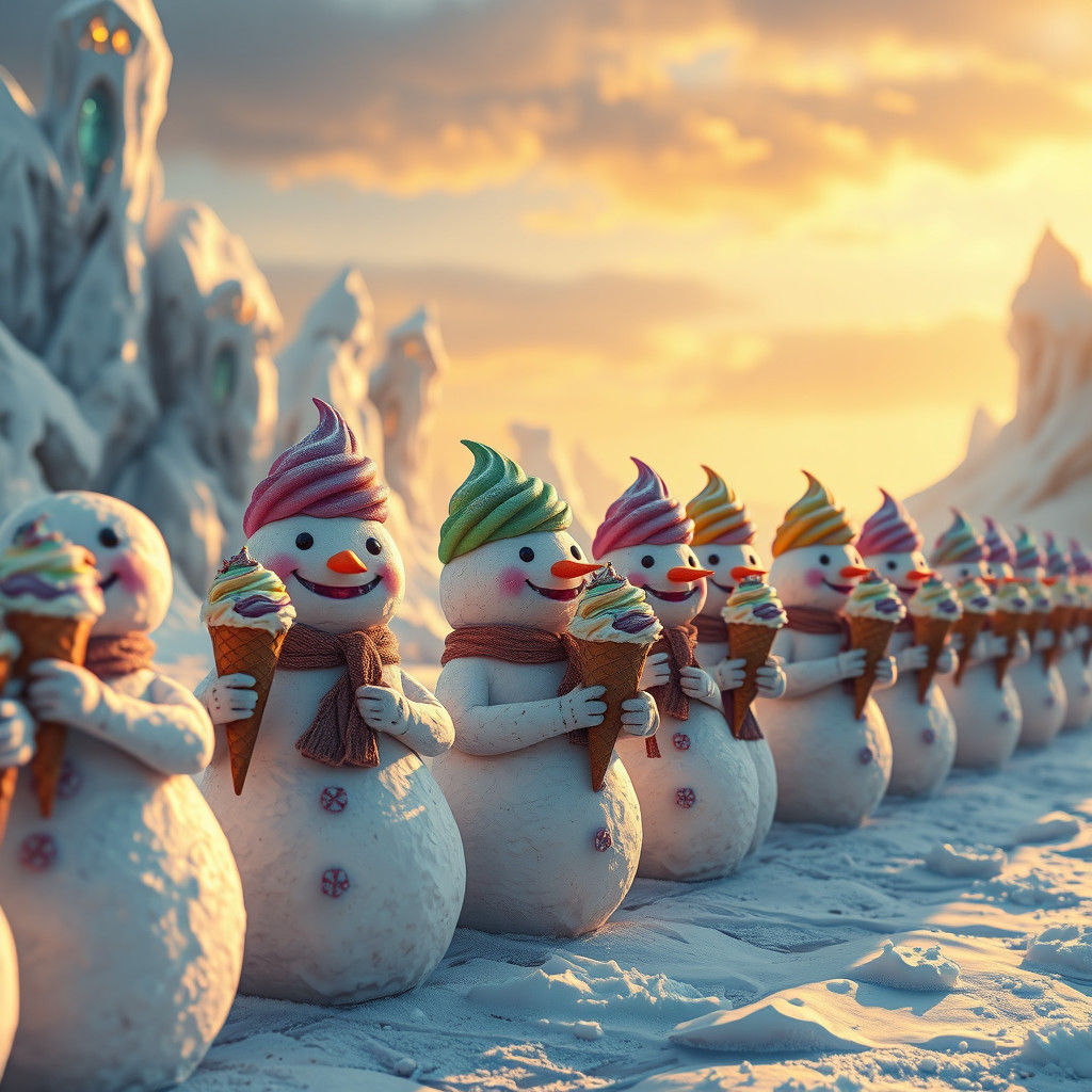 Snowmen Pooping Ice Cream in Winter Wonderland