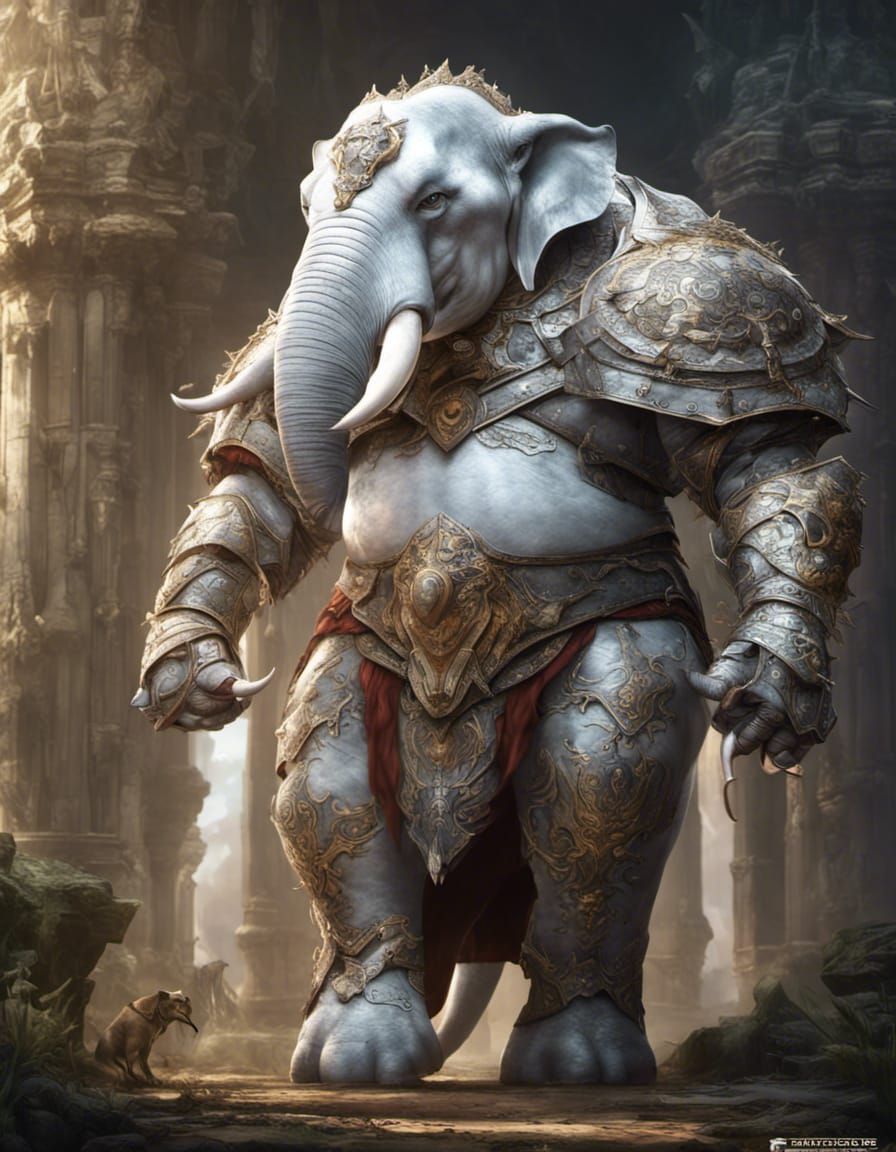 Detailed Loxodon Paladin Portrait in 4K