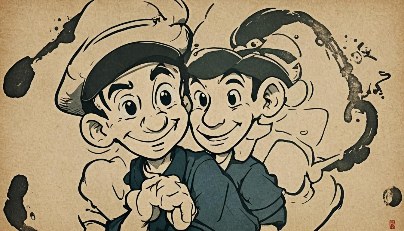 Happy Ghibli Cartoon Popeye in Anime Style