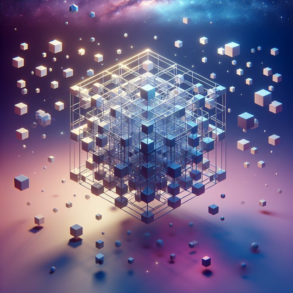 Rotating Tesseract in Surreal Gradient Environment