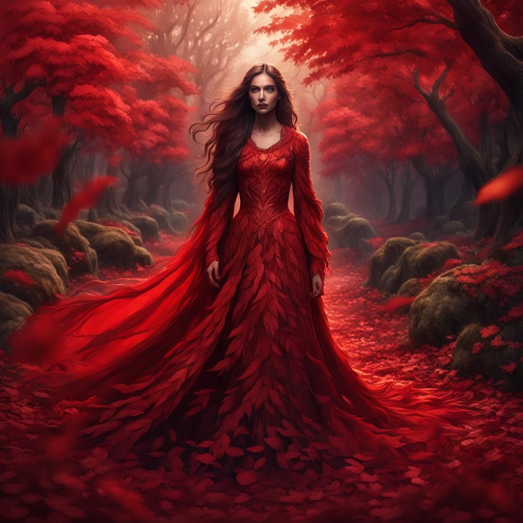 Woman in Leaf Dress: Detailed Matte Painting