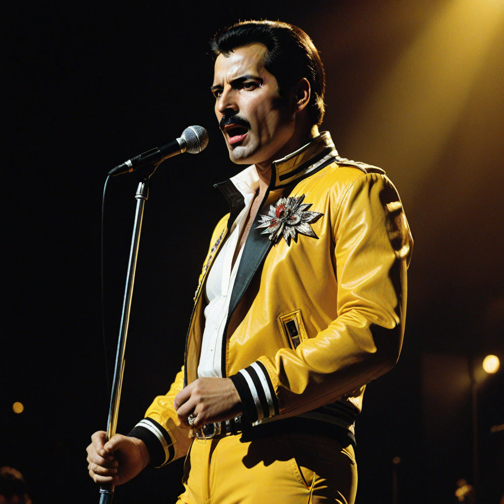 Vibrant Rockstar Portrait with Golden Lighting