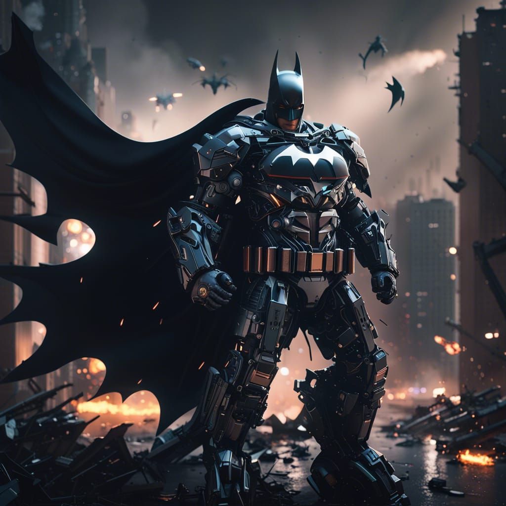 Batman Rescues City from Blazing Tornado in Sci-Fi Style