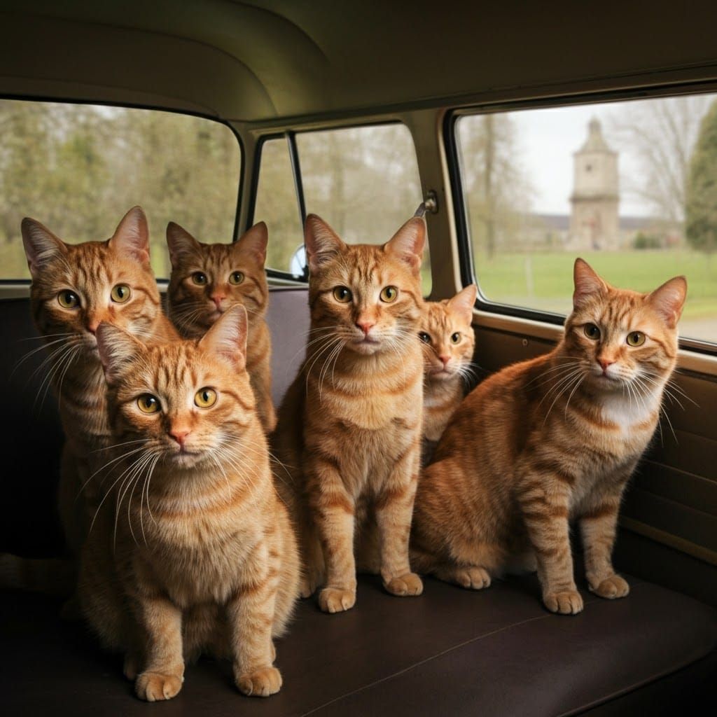 Ginger Cats in a 1965 Volkswagen Van