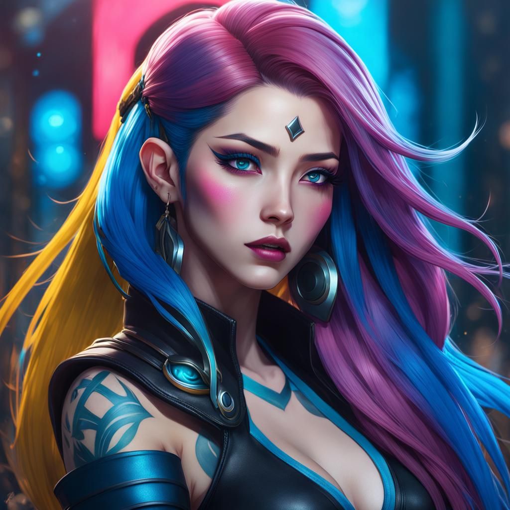 Jinx League of Legends Portrait in Digital Art