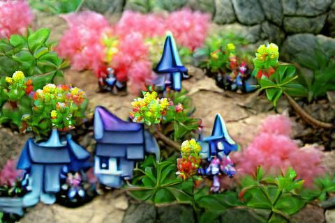 Enchanting Fairy Town Surrounded by Colorful Flowers