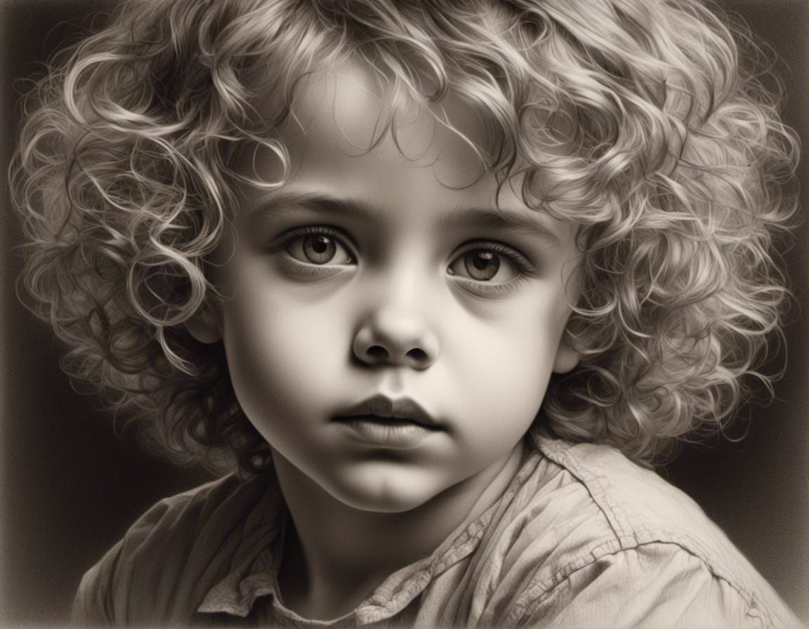 pencil drawing of a little boy