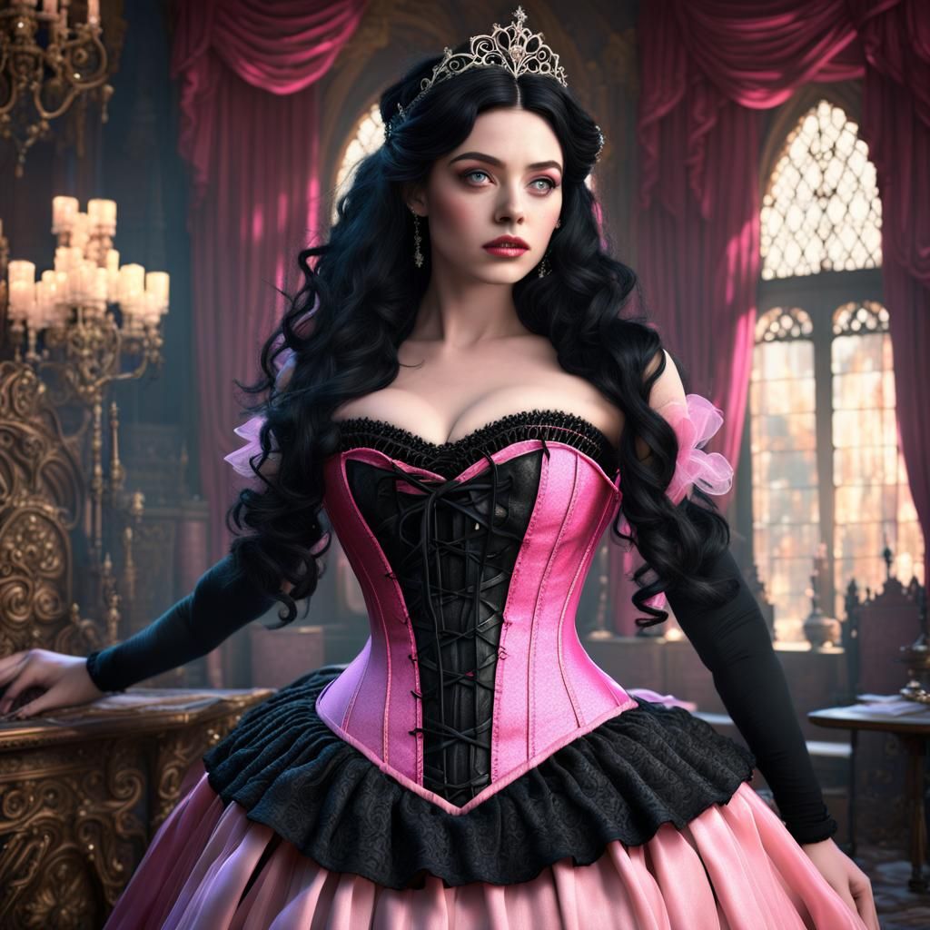 Gothic Fairytale Aurora in Pink and Black Corset