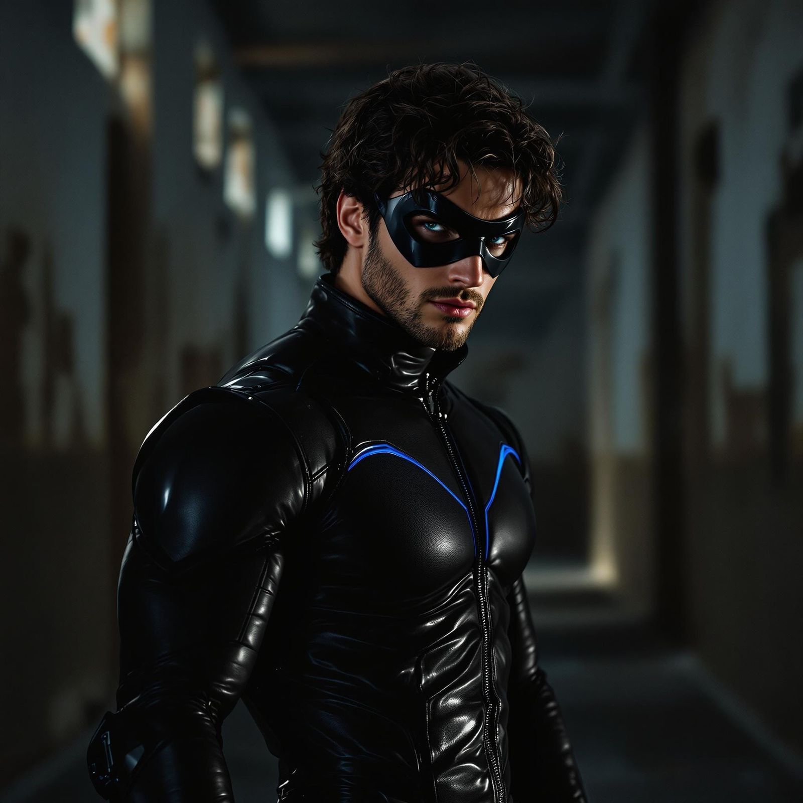 Confident Nightwing Investigates Abandoned Warehouse