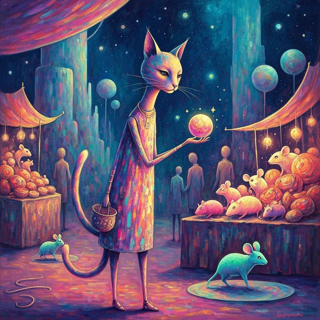 Futuristic Cat Browsing Hyper-Mice: An Abstract Market