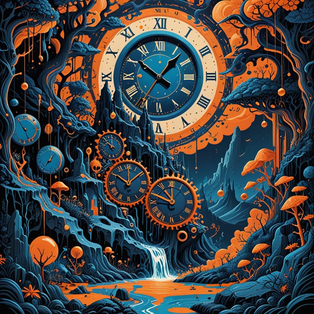 Psychedelic Rock Concert in a Melting Clockscape