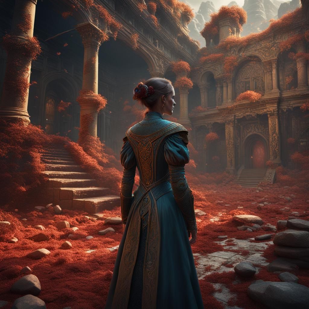 Unconscious Woman in Detailed Matte Painting