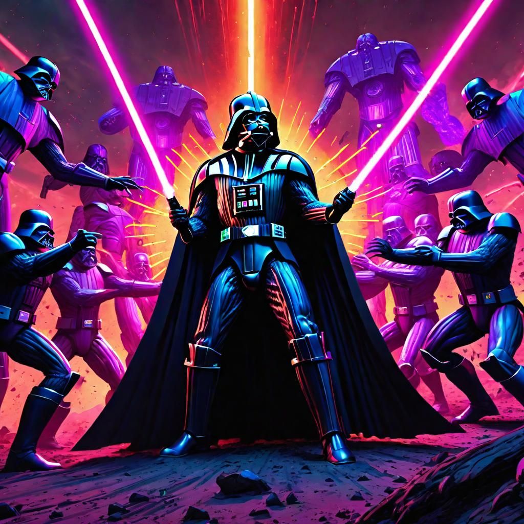 Darth Vader Battles X-Men Sentinels: Digital Matte Painting