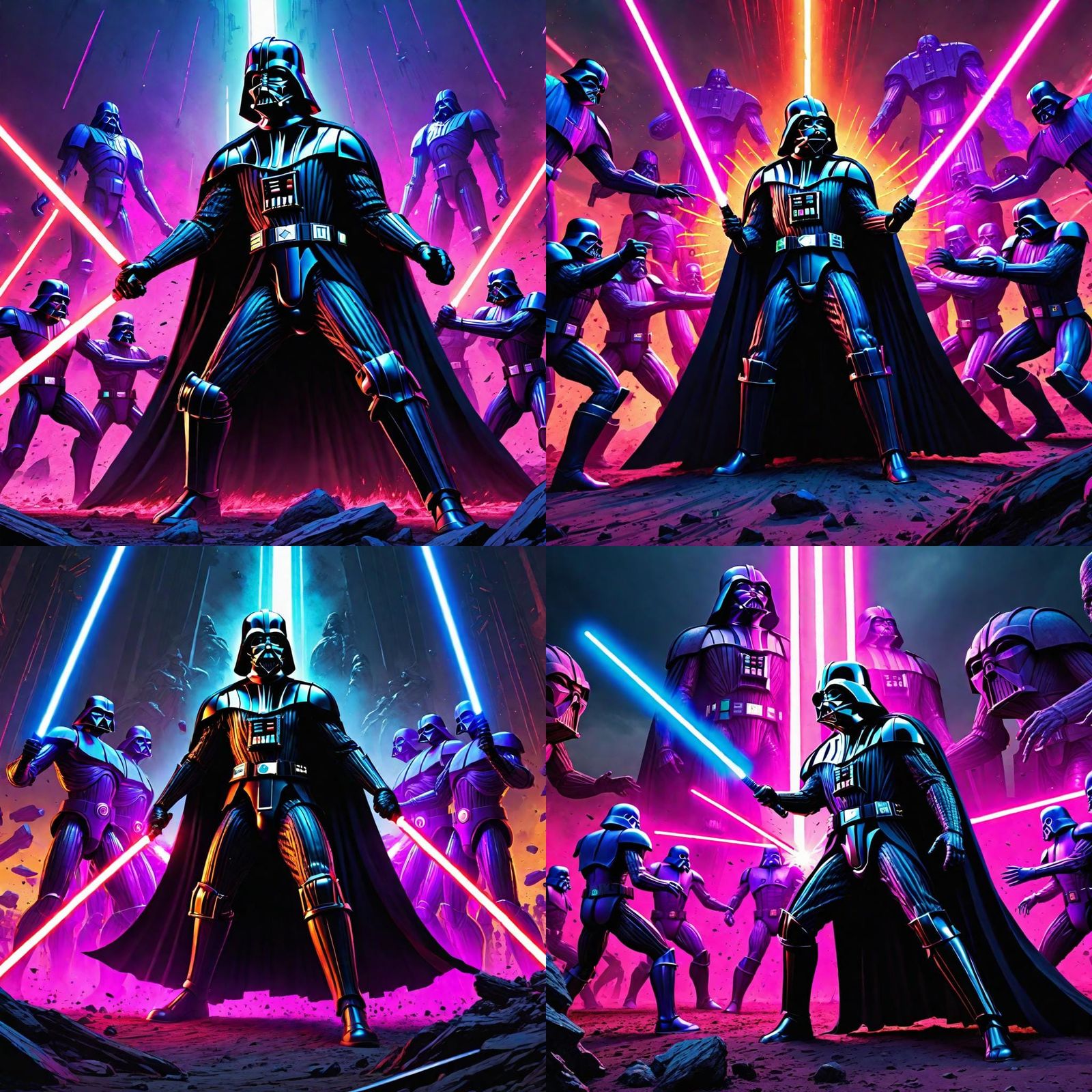 Darth Vader Battles X-Men Sentinels: Epic Digital Painting