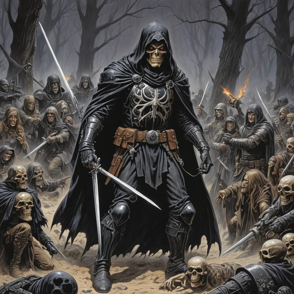 Grimdark Warrior in Desolate Landscape