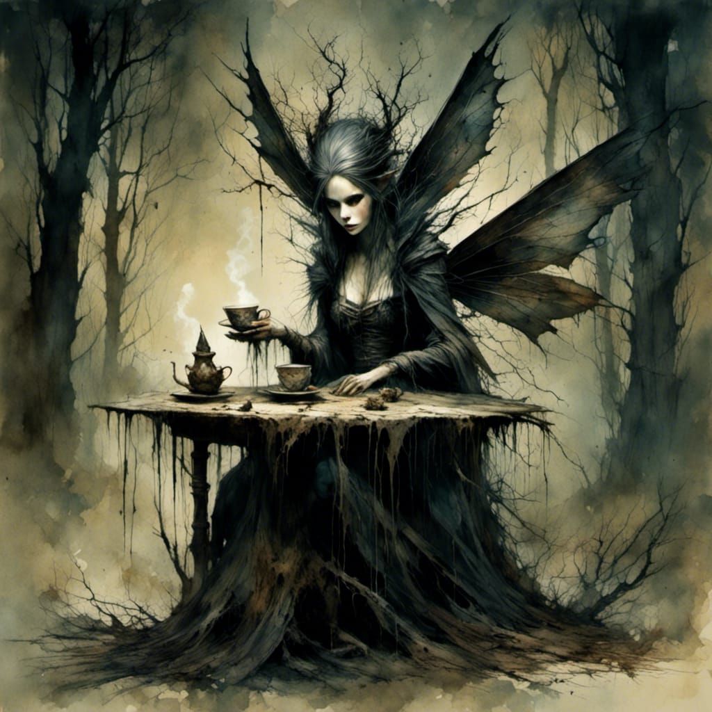 Grunge Fairy's Tea Party with Evil Gnome