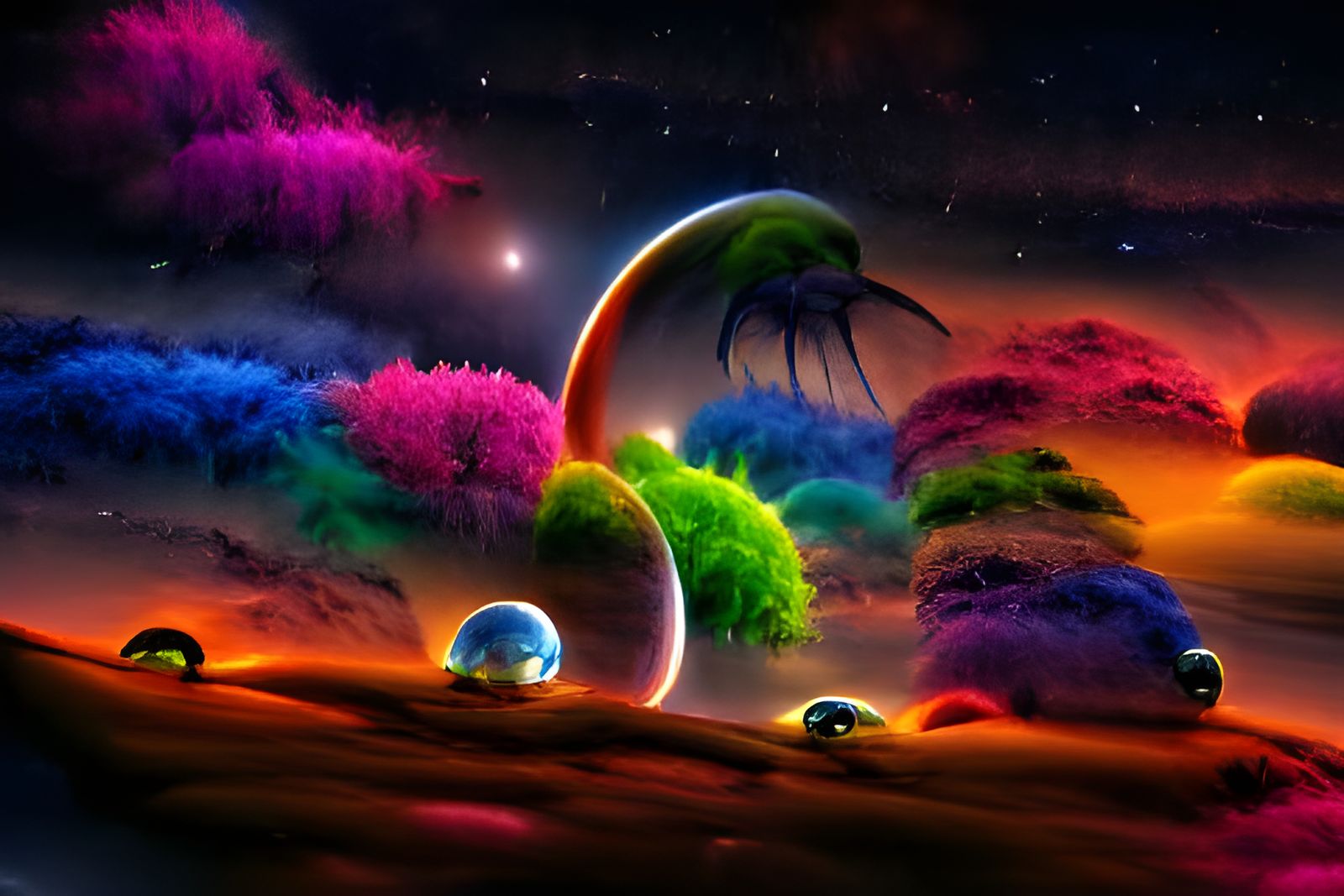 Colorful Alien World Ecosystem