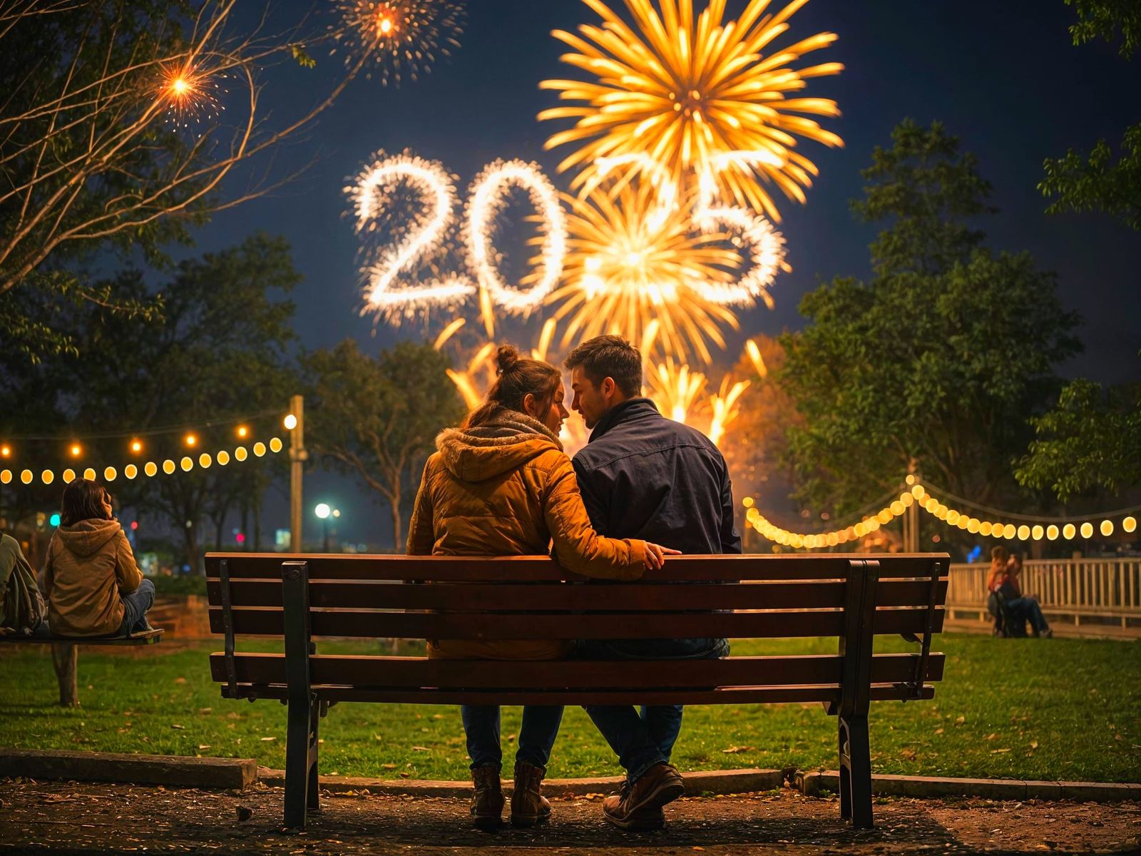 Romantic Fireworks Display on New Year's Eve