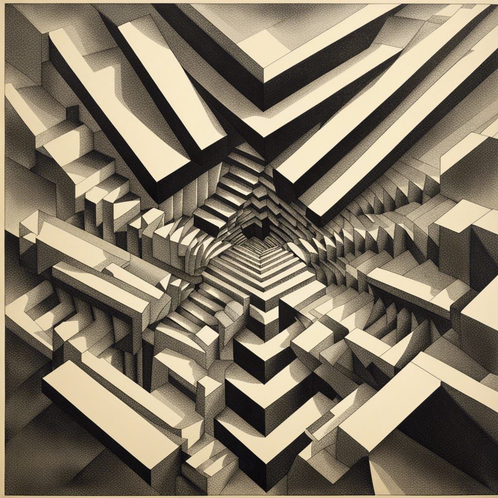 Impossible Penrose Steps Optical Illusion Art