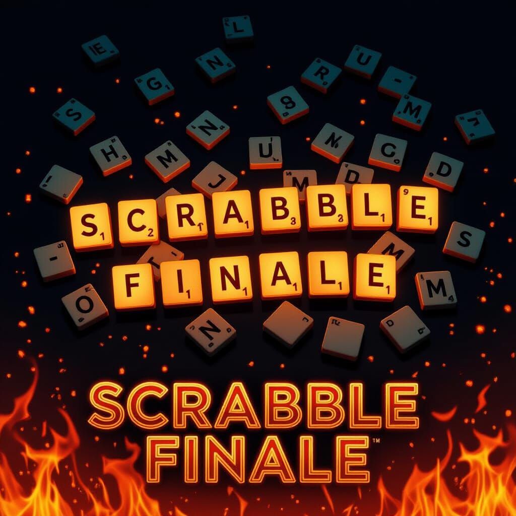 Scrabble Finale Poster with Fiery Accents