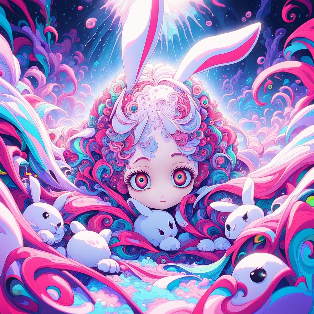 Anime Girl with Rabbit Ears Portrait in 8K