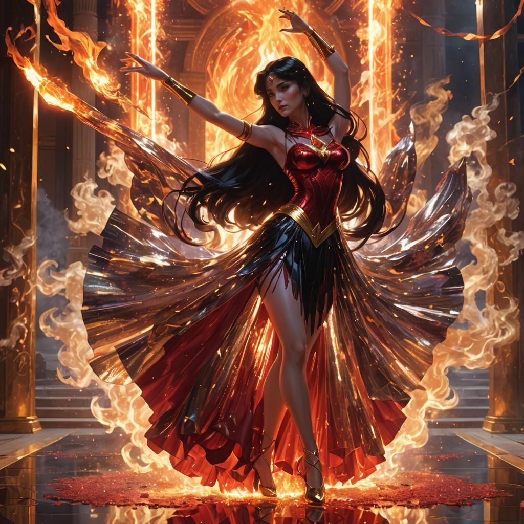 Sailor Mars in Fire Temple: Hyperdetailed Portrait