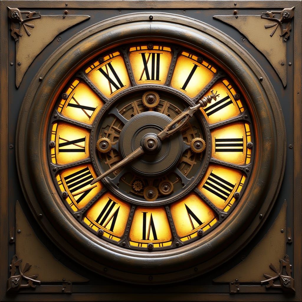 Industrial Steampunk Wall Clock with Intricate Gearwork